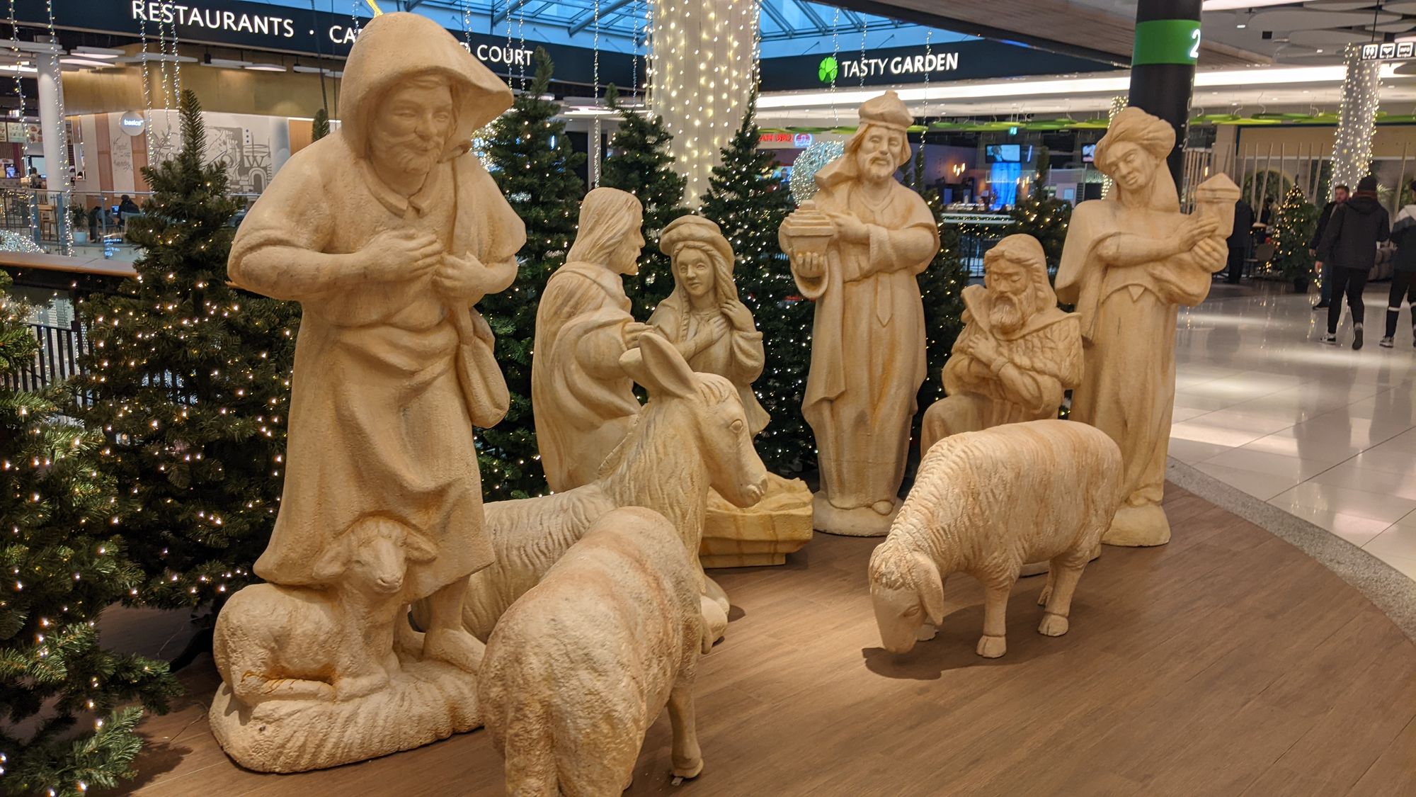 Sculpture of the Nativity Scene in a shopping mall